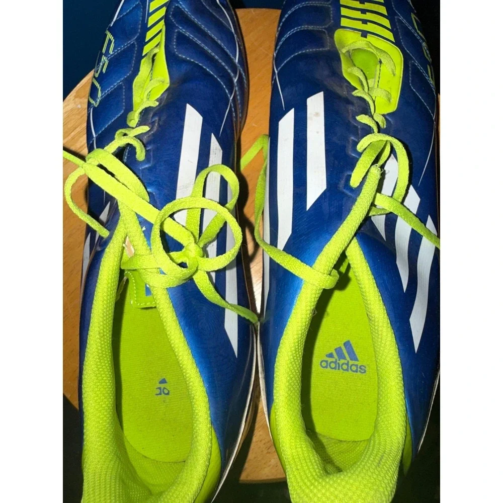 Adidas F50 Adizero Indoor Soccer Shoes Blue‎ Lime Green Adiprene Sneakers Mens